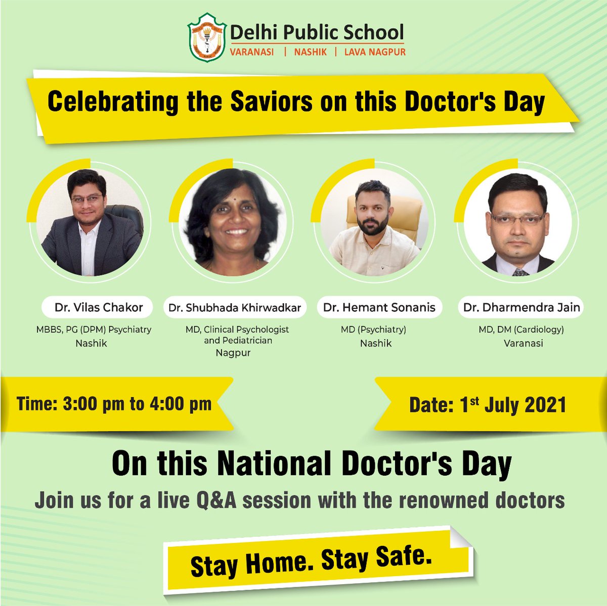 This Doctors' Day join us for a live session with renowned doctors. Ask your queries and get some professional tips on leading a healthy life.

Registration link - zoom.us/webinar/regist…