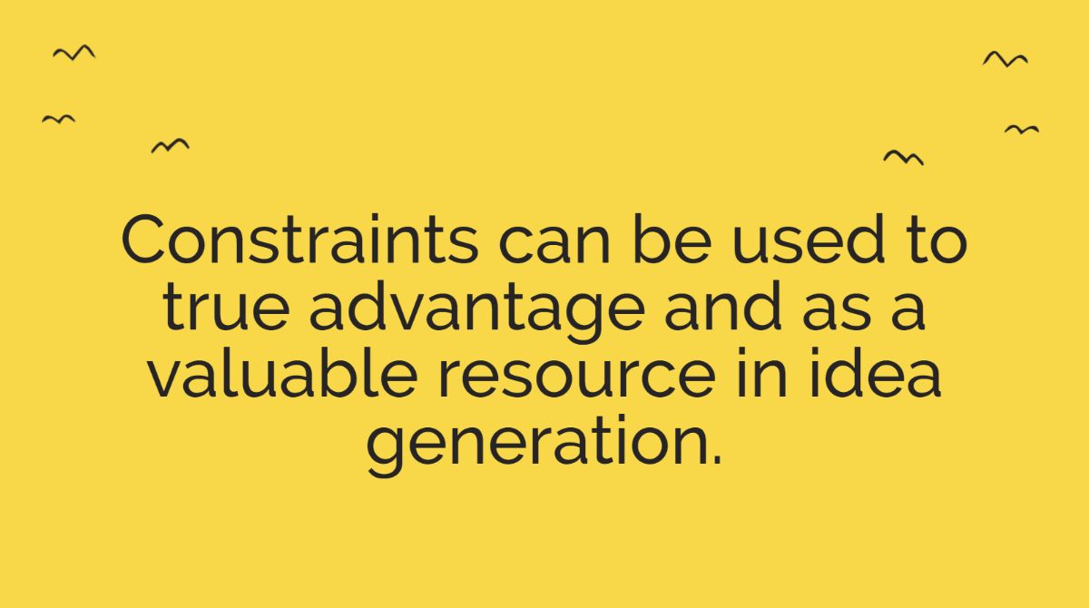 LesobaD's tweet photo. "Far from being a drawback or restriction, constraints can be used to true advantage and as a valuable resource in idea generation." From Cracking the Ad Code by Goldenberg et al. Instead of #ideating from a pool of 'anything goes', set some boundaries, add some limits and see... https://t.co/HszJkOxl7I