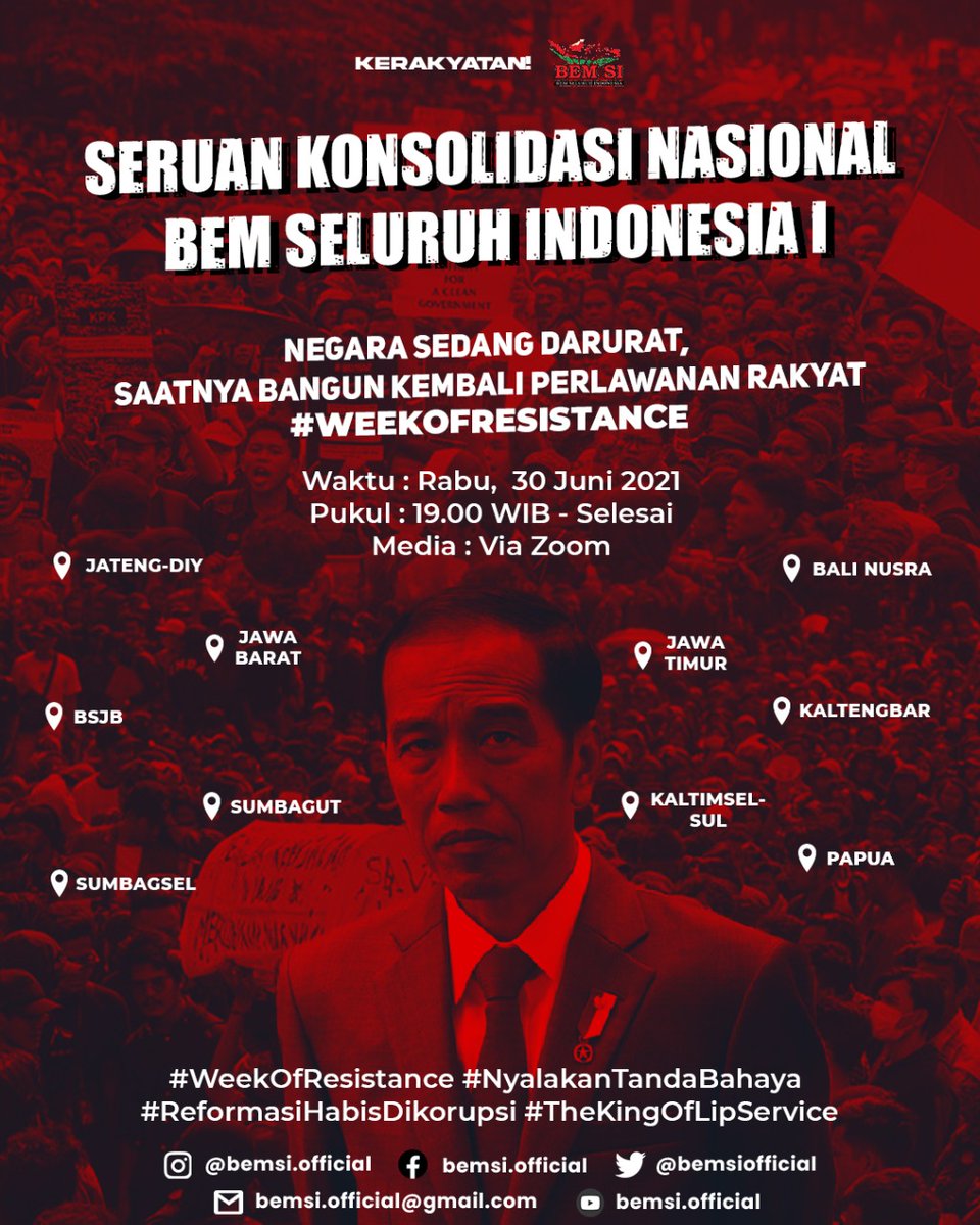 Seruan Konsolidasi Nasional

#ReformasiHabisDikorupsi #TheKingOfLipService #NyalakanTandaBahaya
#WeekOEfResistance