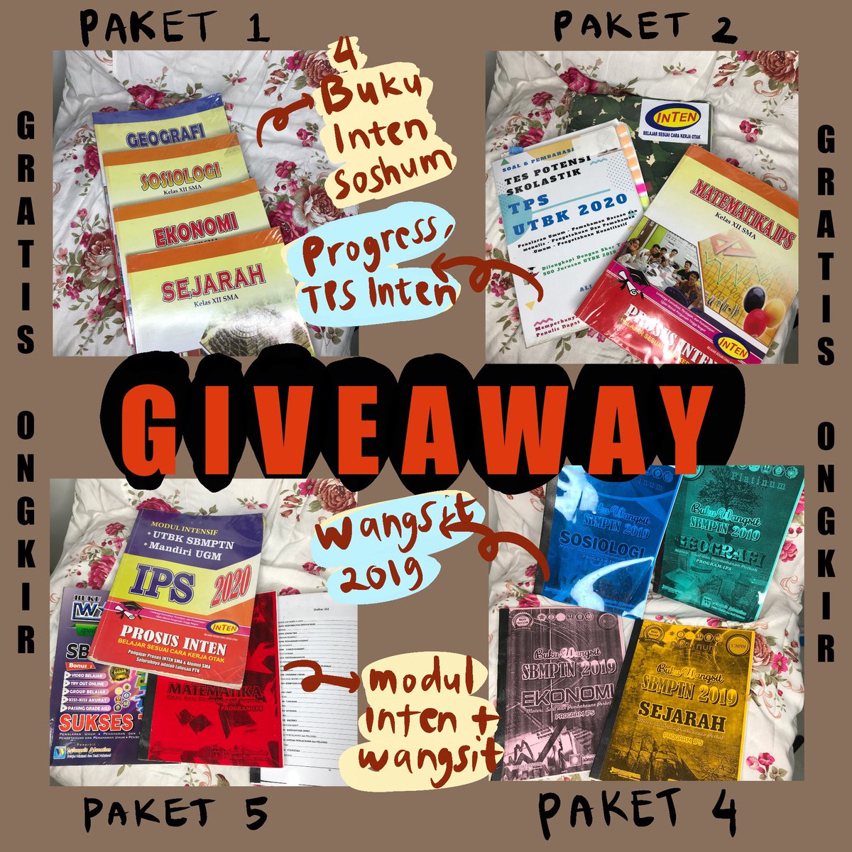 memengskii's tweet photo. 🙌🏻GIVEAWAY BUKU SBMPTN🙌🏻
- background coklat khusus jabodetabek ongkir aku tanggung.
- CARANYA = retweet postingan ini, terus komen mau yang mana dan alesannya apa (kalo follow lebih bagus xixixi)
GOODLUCK!!semoga ketemu di ui! #giveawaybukusbmptn https://t.co/YiaoKYjiE3