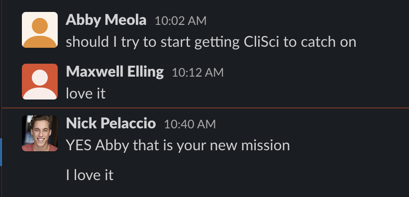 abby_meola's tweet photo. So exciting to have our convocation from @ColumbiaCS today! In honor of the festivities, I will announce my new mission, which is to integrate #CliSci into the vernacular. @NickPelaccio https://t.co/a1mUMxTZex