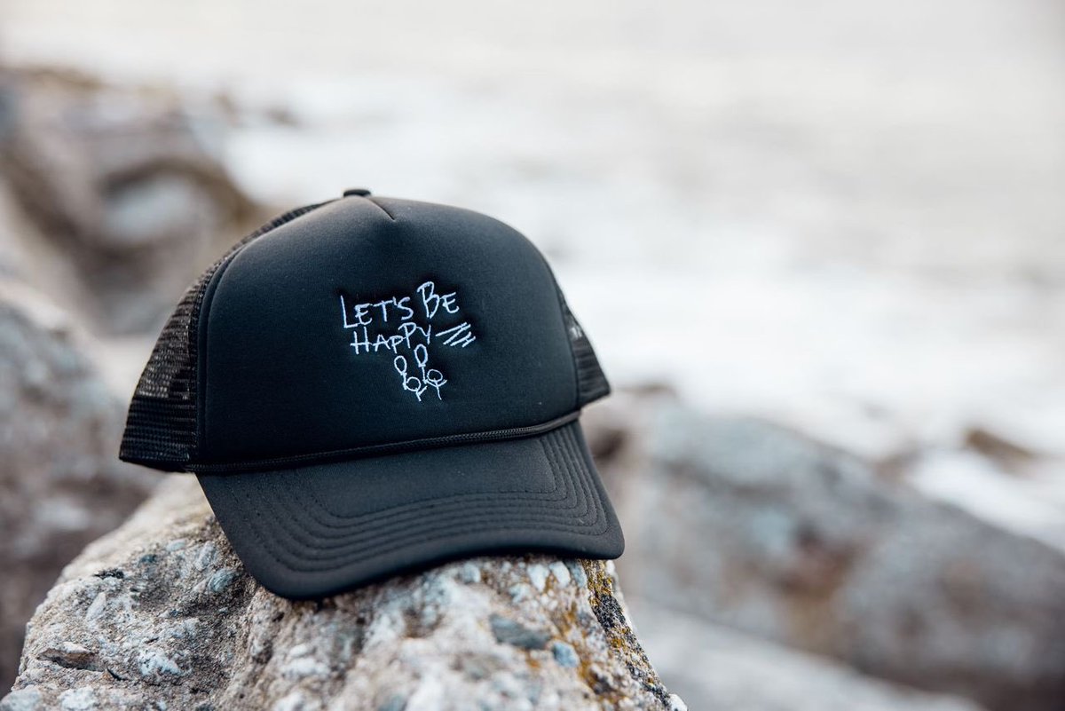 scottalnproject's tweet photo. “let’s be happy” trucker caps are available for purchase online  🎈 https://t.co/QAlOW2N4gY