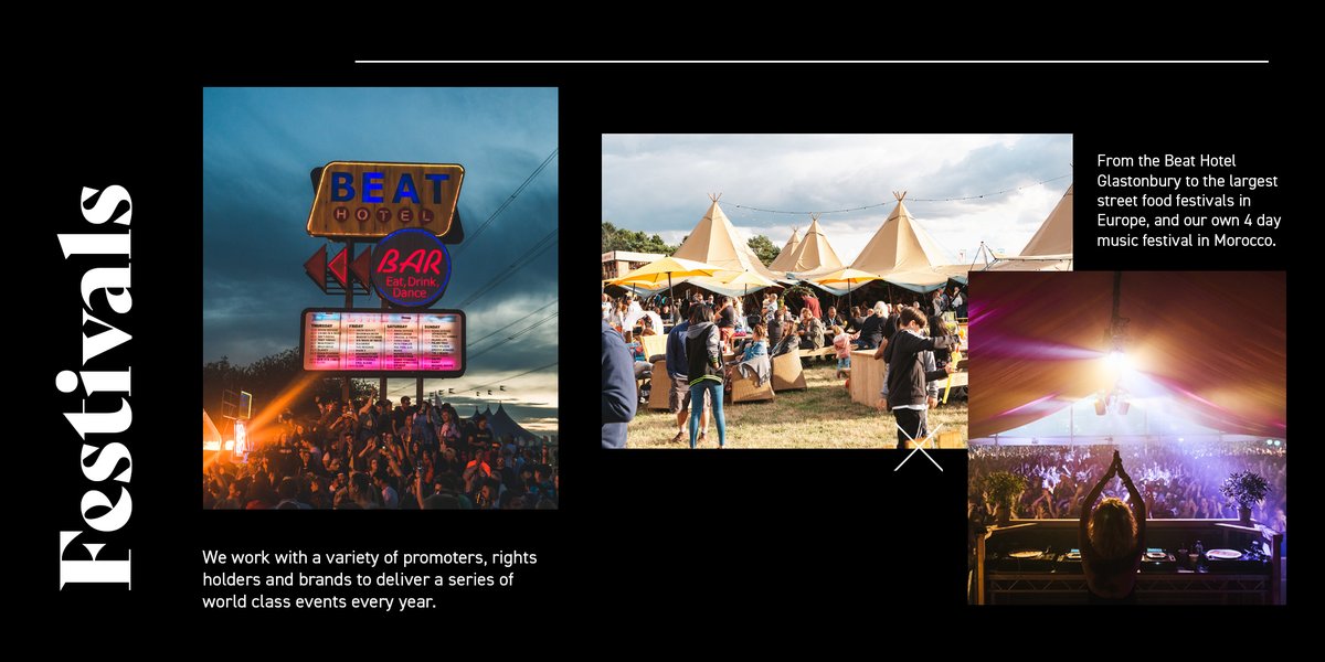 From events of 1000 up to 100,000 capacity, festivals are our forte 🎪

Curating incredible culinary line-ups and producing some of the most successful and experiential brand activations in the fields.

Get in touch with us via gorilla-events.co.uk