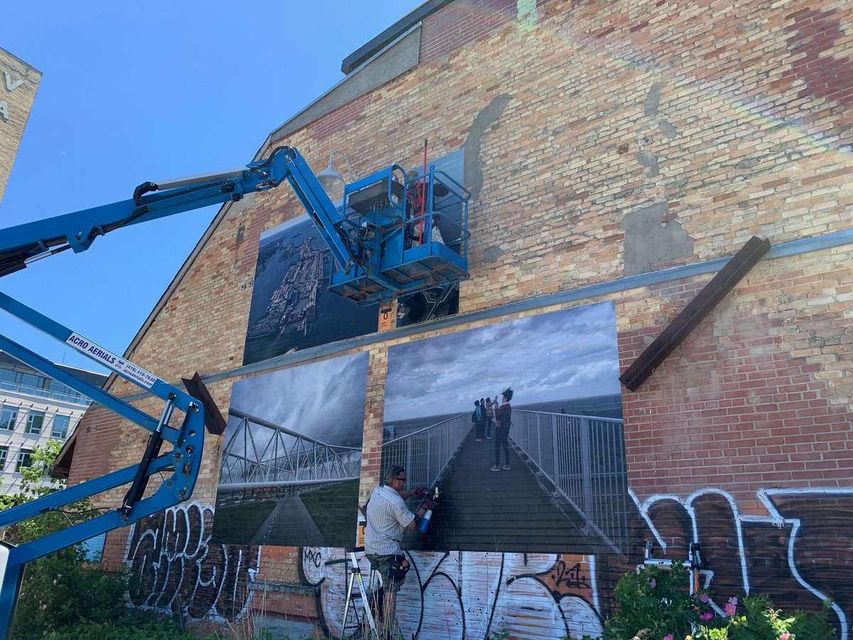 Installation of photos at Evergreen Brick Works