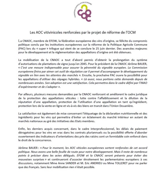 Prolongation des autorisations de plantations de vignes, cépages hybrides, renforcement juridique... Les AOC vitivinicoles renforcées par le projet de réforme de l'OCM cnaoc.org/les-aoc-vitivi…