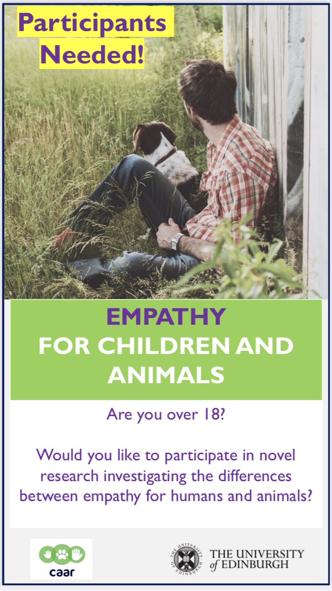 Human Animal Empathy UOE (@empathy_uoe) on Twitter photo Time is running out for you to share your thoughts on human and #animal #empathy!
Our #survey will close on the 7th of July and is open to everyone over the age of 18. 
To take part in our novel research project, please click on the link below. reurl.cc/5r8Dvn Time is running out for you to share your thoughts on human and #animal #empathy!
Our #survey will close on the 7th of July and is open to everyone over the age of 18. 
To take part in our novel research project, please click on the link below. reurl.cc/5r8Dvn