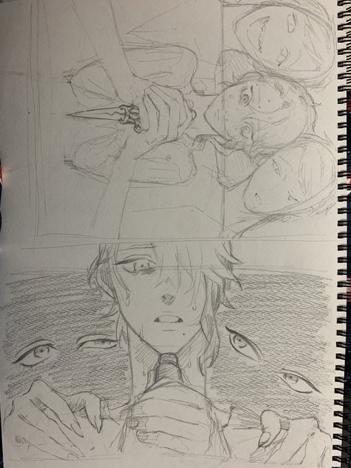 随分前に描いた人魚姫パロディ🐚のラフ出てきた。
早く王子を殺して海に帰っておいでよって唆す双子と愛と絶望の間でグラグラ揺さぶられるアズが描きたかった。 
