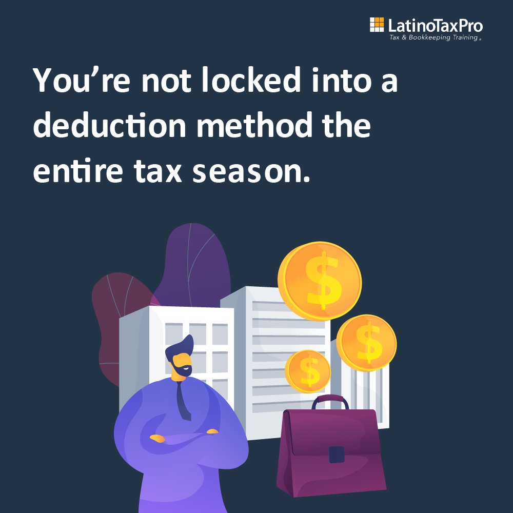👉You’re not locked into a deduction method the entire tax season. You can choose whether to itemize or claim the standard deduction each tax year. 
.
.
.
.
#taxes #tax #taxpro #taxrefund #irs #taxtip #refund #taxprep #taxhelp #latinotaxpro