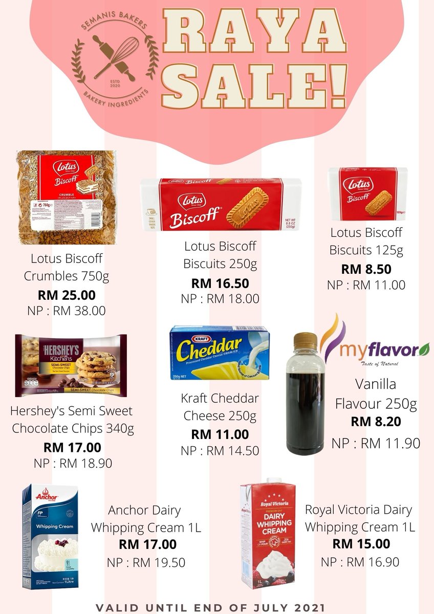 SemanisBakers's tweet photo. @laviadesserts @nurzaimanisha Thank you @laviadesserts 

Btw , saya ada buka kedai bahan bakeri di Meru, Ipoh. Dan skrg ada promo Raya Haji Sale.

Do come to our store Semanis Bakers https://t.co/rd32V7i6oO