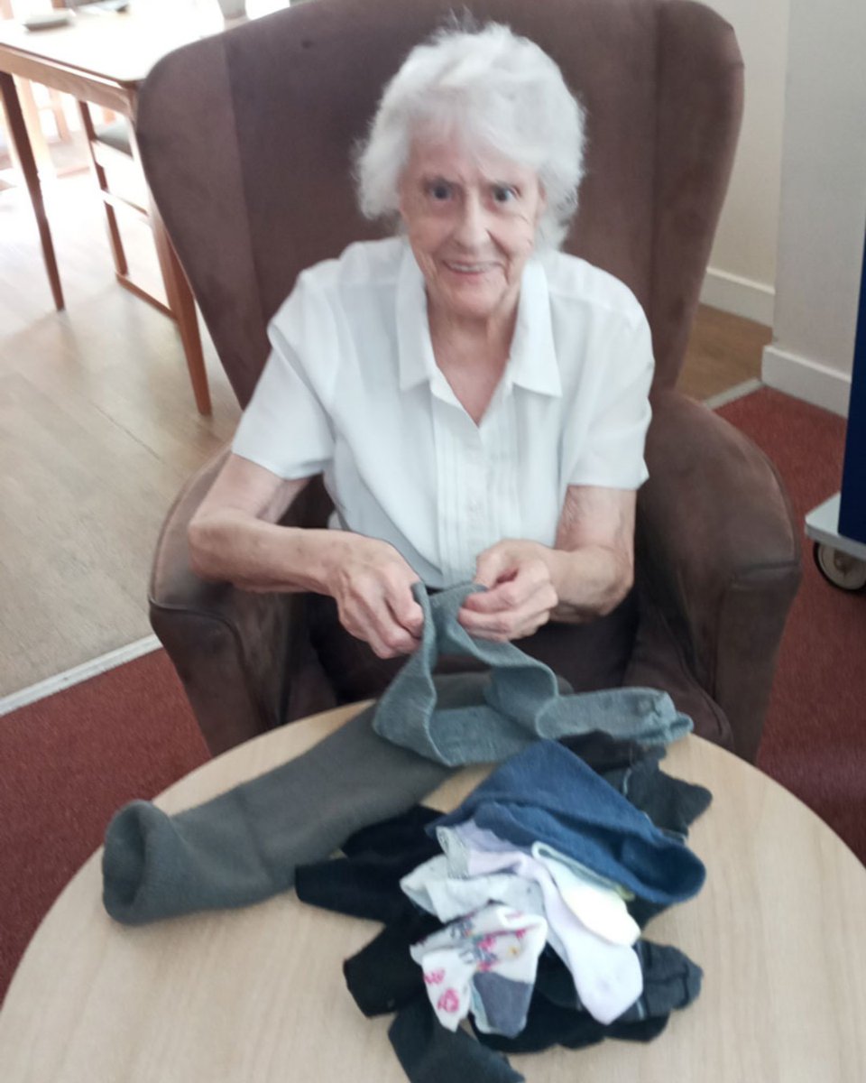 Silverline_Care's tweet photo. A productive day at #SpringhillCareHome as our ladies help out with the laundry and sort out the odd socks.
You know how good a feeling it is when all the pairs are matched! https://t.co/f2KrL0NBp3