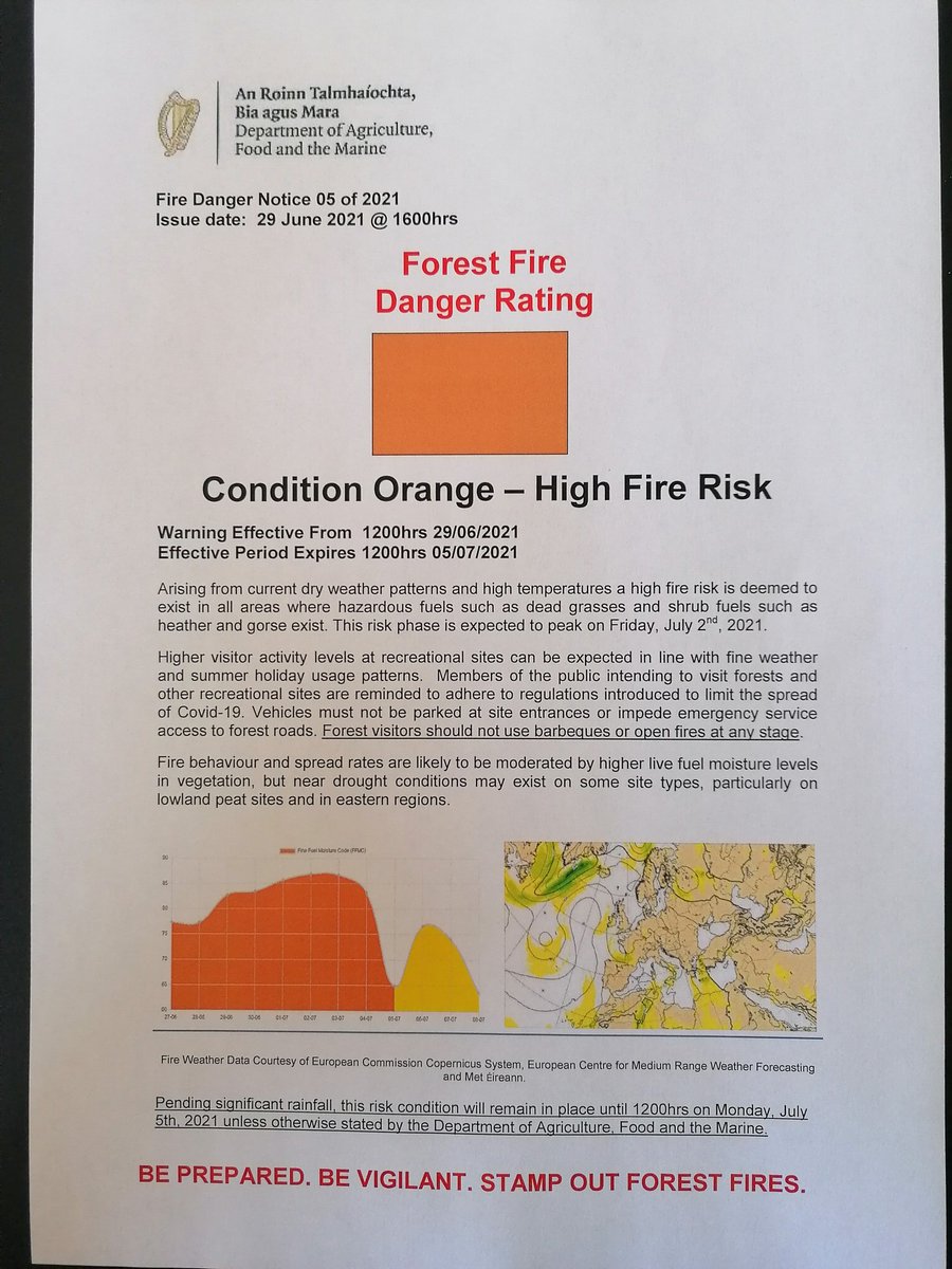 Sligo Fire Service are urging all to be vigilant and careful when using our great outdoors. There is currently a National Forest Fire  Condition Orange - High Fire Risk in place. Stay safe everyone.