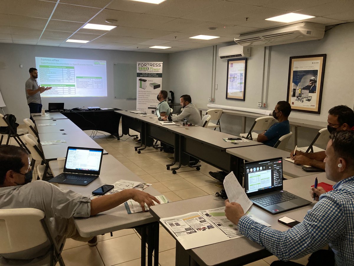 fortress_power's tweet image. Fortress Power sales manager, Mario Castillo, and application engineer, Matthew Daniel, hosted an installer training workshop in Puerto Rico!

#installer #solarstoragesolutions #solarinstaller #solarinstallation #solar #solarstorage #installerworkshop #renewableenergy