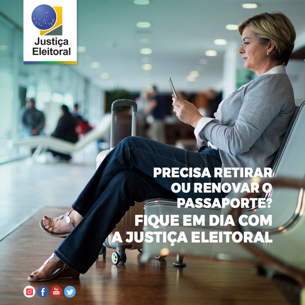 TRESPjusbr's tweet photo. Para emitir/renovar o #passaporte na Polícia Federal, é preciso estar com o #títulodeeleitor em dia. Só tirar sua certidão de quitação e, se for o caso, fazer o pagamento de d��bitos e/ou regularizar a sua situação. Acesse: https://t.co/EWnfRNUWln #justiçaeleitoral #Jeonline https://t.co/DtF5DvkBOd