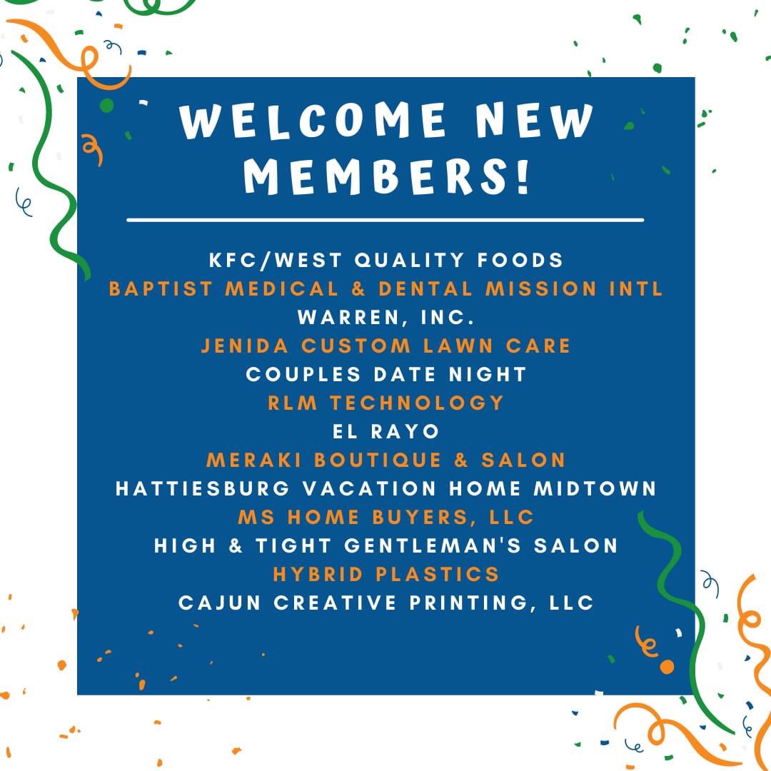 Area Dev Partnership (@adphattiesburg) on Twitter photo We'd like to welcome our new members for the month of June!🥳 Thank you all so much for joining the ADP!
Are you interested in finding out about the benefits of joining the ADP? Contact our membership team, <a href="/AnnScottMathis1/">Ann Scott Mathis</a> or <a href="/im_jayce/">Jayce Henry</a> for more information! We'd like to welcome our new members for the month of June!🥳 Thank you all so much for joining the ADP!
Are you interested in finding out about the benefits of joining the ADP? Contact our membership team, <a href="/AnnScottMathis1/">Ann Scott Mathis</a> or <a href="/im_jayce/">Jayce Henry</a> for more information!