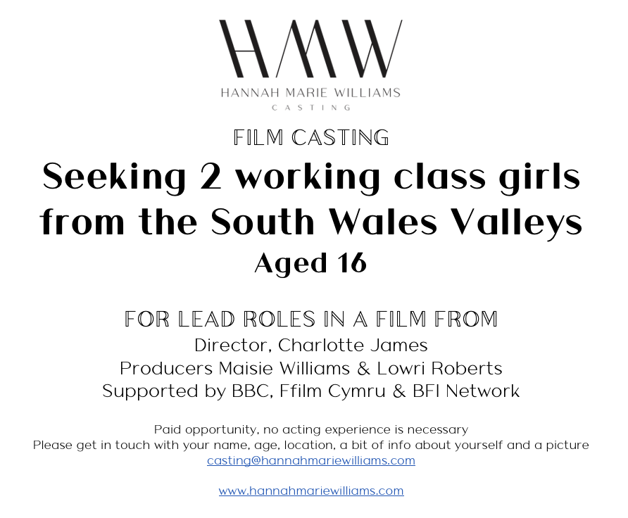 Now casting!!!  
My dream project... Looking for girls aged 16, based in or from the South Wales Valleys. 
Please get in touch!