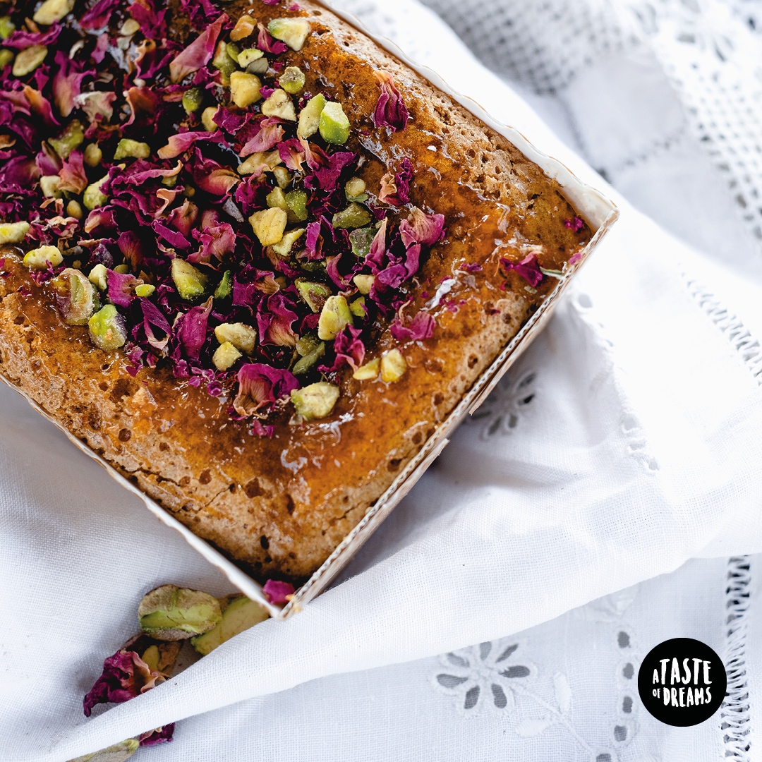 Rose &amp; Pistachio Cake

Gluten Free - Dairy Free - Vegetarian

This is a pretty cake, perfect for sunny days or just to lift any day with a colourful decoration and gentle, floral flavours evocative of the eastern Mediterranean.🌹🥰