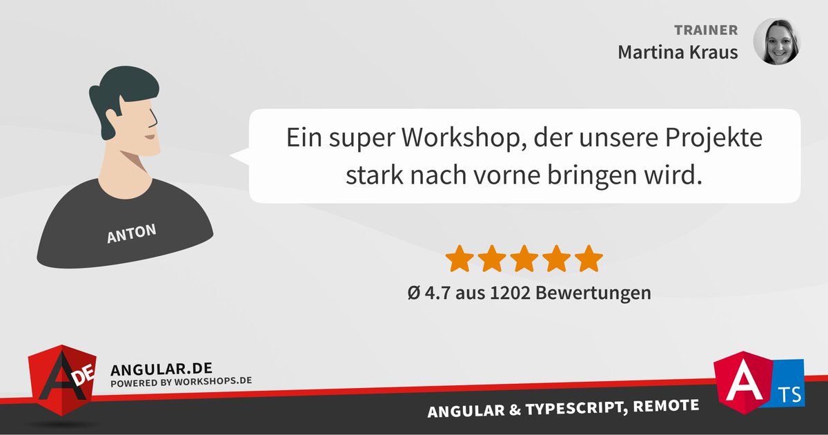 workshops_de's tweet photo. #FeedbackOfTheWeek
Neustes Feedback unserer #Angular & #TypeScript Intensiv- #Schulung mit @MartinaKraus11
🤫 Die nächsten #Workshop Termine findest Du hier:
https://t.co/kS6h3Ueh1v https://t.co/Zn6yzUhgZc
