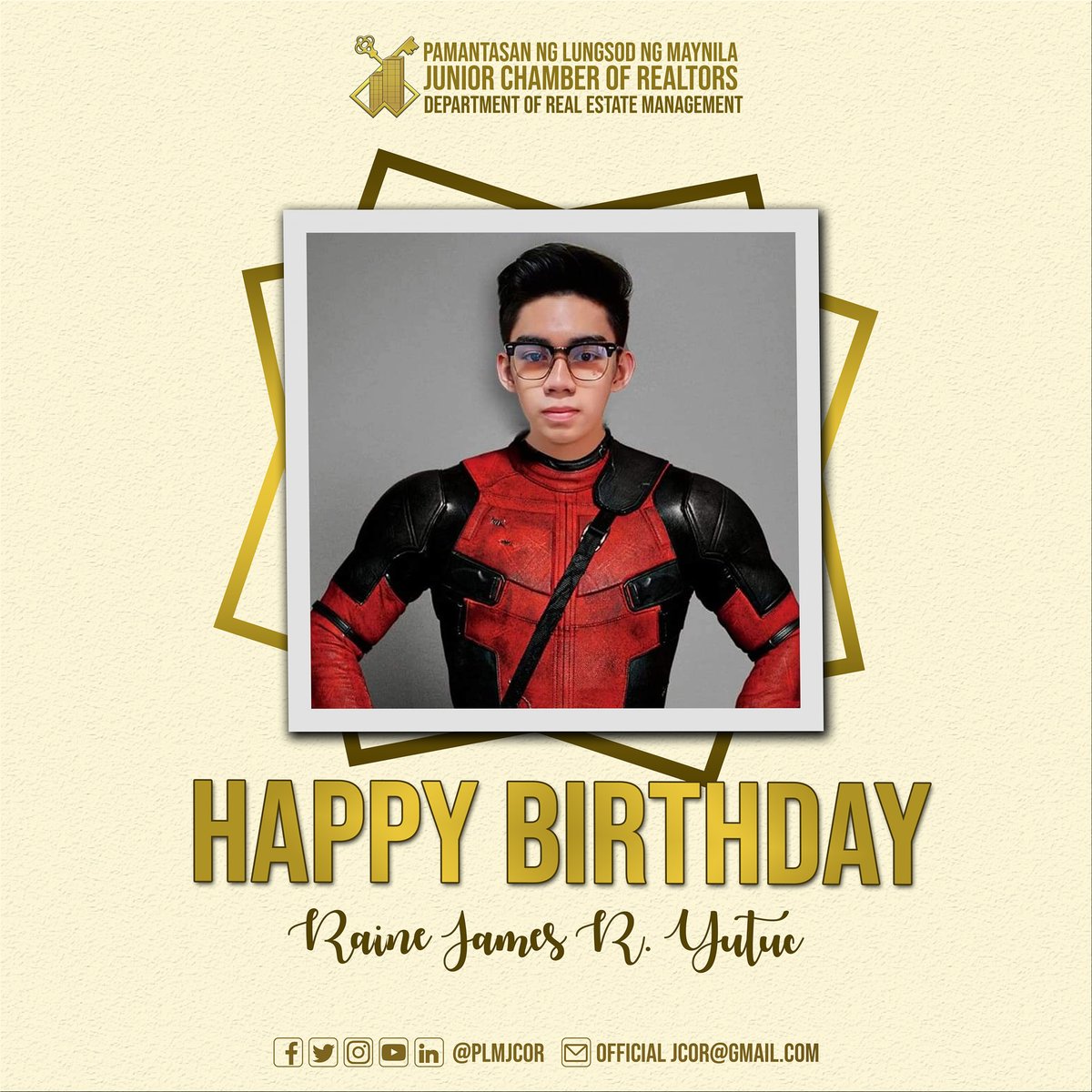 PLMJCOREP's tweet photo. Wide range of creativity in JCOR's witty pubmats wouldn't be complete without you.

To our Director of Creatives, Mr. Raine Yutuc, we wish you a Happy &amp; Healthy Birthday! 🥳❤️

#JCOR2021
#SCIONDefiantsofGreaterHeights https://t.co/1GLMuFKJ4c