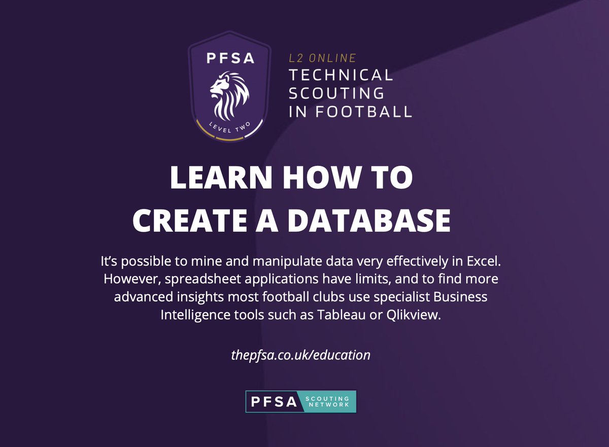 ThePFSA's tweet image. Learn how to create a technical database and succession plan with the PFSA Level 2 Technical Scouting In Football course! Jam-packed full of content and the LEVEL 1 COMES FREE! 👀 

#technicalscouting #hudl #scout7 #instat @ComparisonatorE