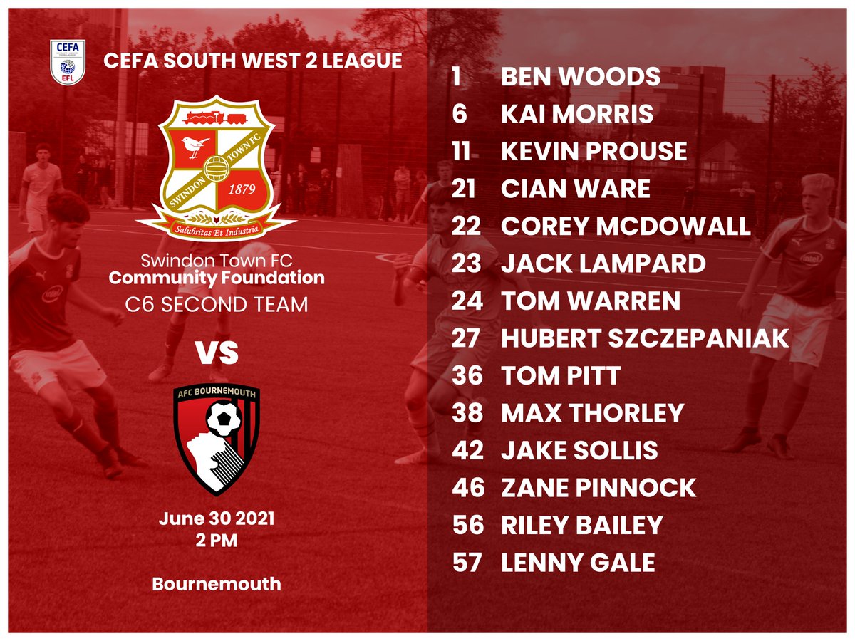 Our <a href="/Commonweal6/">Commonweal Sixth</a> STFC C6 Second Team have travelled down to <a href="/AFCBCommunity/">AFCB Community</a> today for their last game in the CEFA SOUTH WEST LEAGUE 2, and the last of our STFC C6 matches of the season.

Here's how the team lines up...

🔴⚪⚽