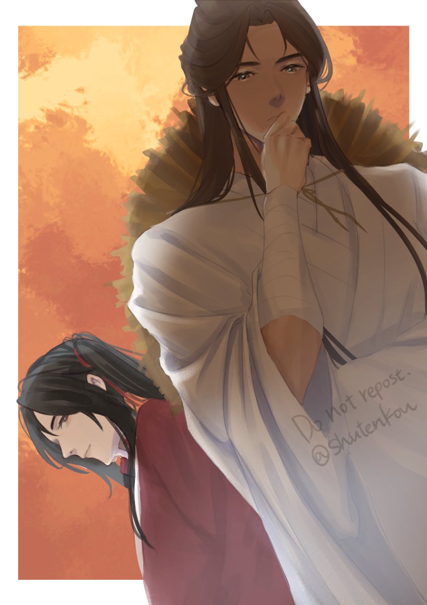 2boys multiple boys male focus long hair black hair robe chinese clothes  illustration images