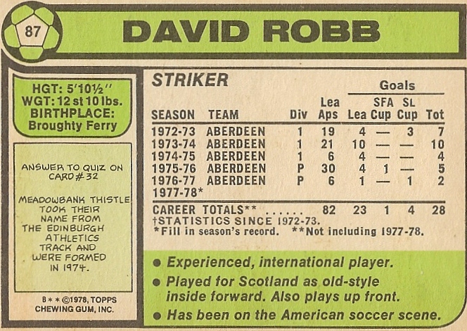 ScotsFootyCards's tweet image. #DavidRobb #Aberdeen #Topps 1978