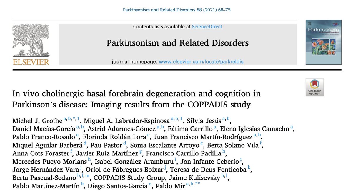 ParkinsonismD's tweet photo. In vivo cholinergic basal forebrain degeneration and cognition in Parkinson's disease: Imaging results from the COPPADIS study
#cholinergic #basalforebrain #degeneration #cognition #PD #COPPADIS #imaging #openaccess #freearticle

Log in to: 
https://t.co/yC7AmIivdu https://t.co/xE9Zj3t8H2