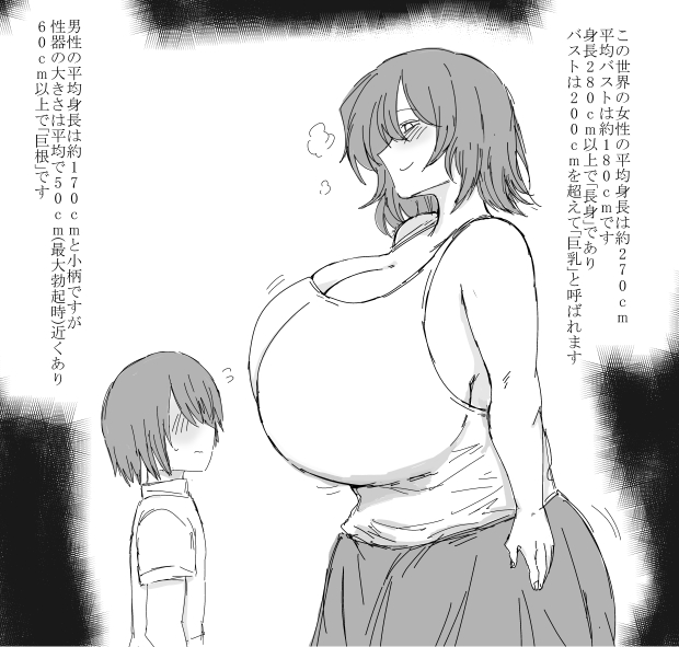 skeb依頼で描かせて頂きました!!女性がでかくてえっちな世界線その2です 