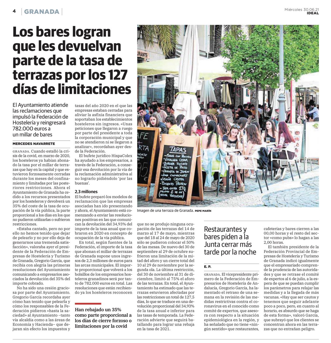 JavierLGSerrana's tweet photo. Me alegra compartir el éxito de @HispaColex en favor de la @HosteleriaGra por la reclamación de tasas municipales. Seguimos en nuestra ayuda al sector de  #hostelería y #turismo de Granada. @AGARCIAGO_59 @TayoBetoret @Carlos_NavarroS @rubio_torres https://t.co/Ooy02bGJ7G
