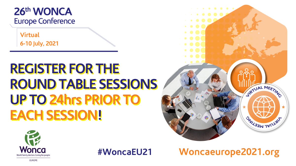 <a href="/WoncaEurope/">WONCA Europe</a> presents hot general practice topics in round table sessions in which you can exchange ideas in small groups. You can register for the sessions up to 24 hrs prior to each session.
woncaeurope2021.org
