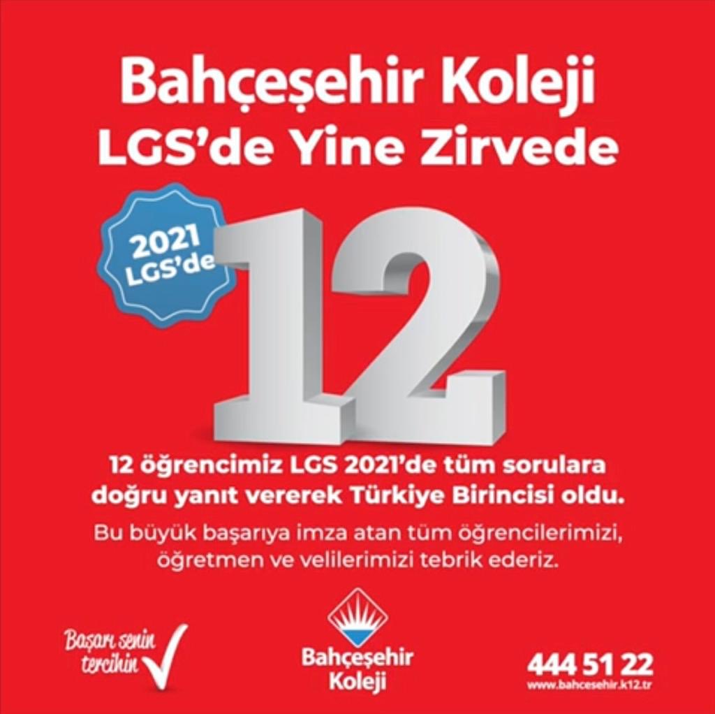 #lgs2021 ‘de Türkiye geneli 97 Birinciden 12’si Bahçeşehir Kolejinden!

#BahçeşehirKoleji #LgsdeZirvede