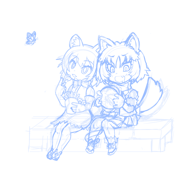 イエイヌちゃんのハッピーなイラストを描こうとしますよね? わんこはご飯が大好きですから食べる絵にしますよね? 一人で食べててもそれなりにハッピーかもしれませんが友達と食べればハッピーの最大化ができるのでは? いいアイディアですね今後に活かしましょう。

そういうことになった。 