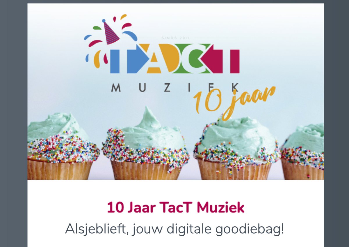 Heb jij onze gratis digitale goodiebag aangevraagd?
De goodiebag zit vol met kortingen en acties op muziek, bladmuziek, accessoires, adviestrajecten, en meer...

Vraag hem snel aan via:
tactmuziek.nl/tact10jaar.html

#TacTviertfeest #samenvoormuziek #opnaardevolgende10jaar