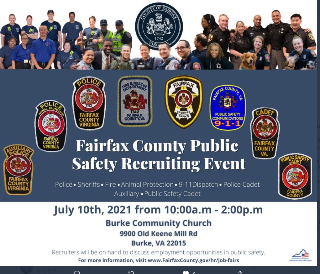 roy8236's tweet photo. For anyone interested in a rewarding career in Public Safety, please join us #publicsafety #NOVAJobs #Fairfax #northernvirginia #Career #fairfaxcounty https://t.co/f0vPZw5NJt