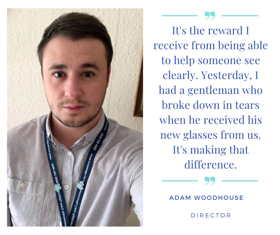 CareOpticians's tweet photo. This week we meet Adam from our West Midlands branch! 👋

We love hearing how rewarding our service is to both our clients, and our team. 

Sometimes we can take good eye sight for granted, but it really does make such a difference to our lives! 🤓

#opticians #careopticians https://t.co/EMk6lbx55A