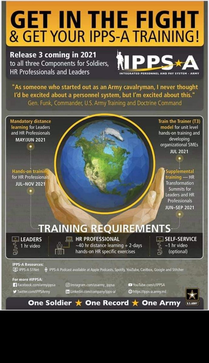 g1_army's tweet image. Get your IPPS-A training!! Get in the fight!  This is not just for Human Resources Soldiers,  it&apos;s for all Soldiers and Leaders!  #getinthefight #DefendAndServe