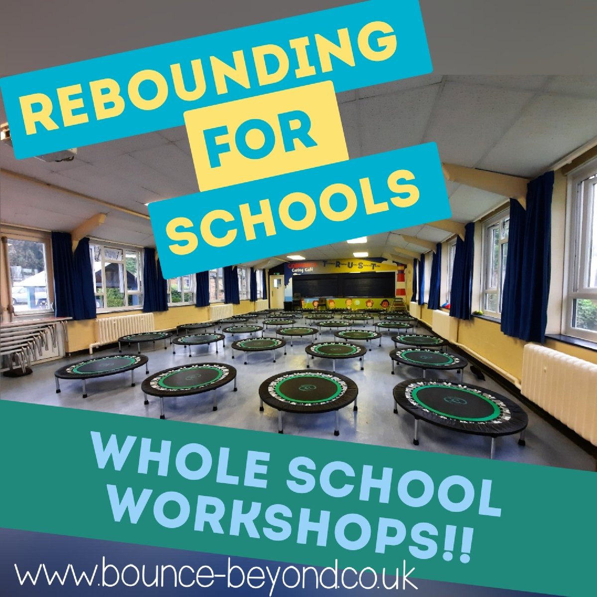 Each class has their own rebounding session with us starting from Reception through to Year 6. 
We organise the whole day for you! 
Expect high energy fun getting those brains warmed up alongside the bodies using unique challenges!!
📧info@bounce-beyond.co.uk