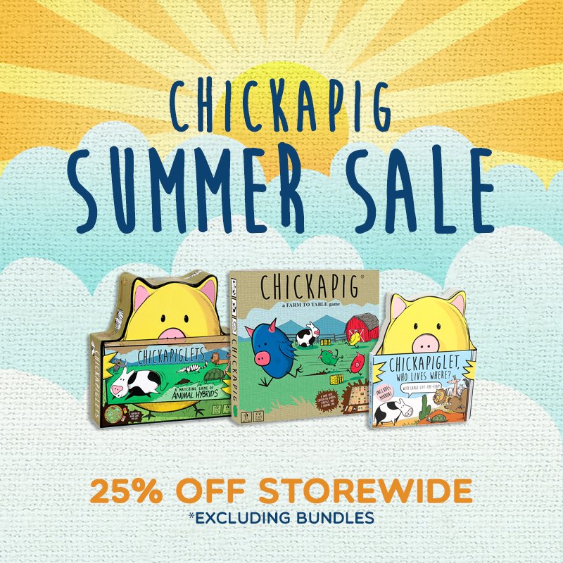 Now is the perfect time to save on games, books, and merch! 25% off storewide on Chickapig.com through July 14th.
*excludes already discounted bundles.