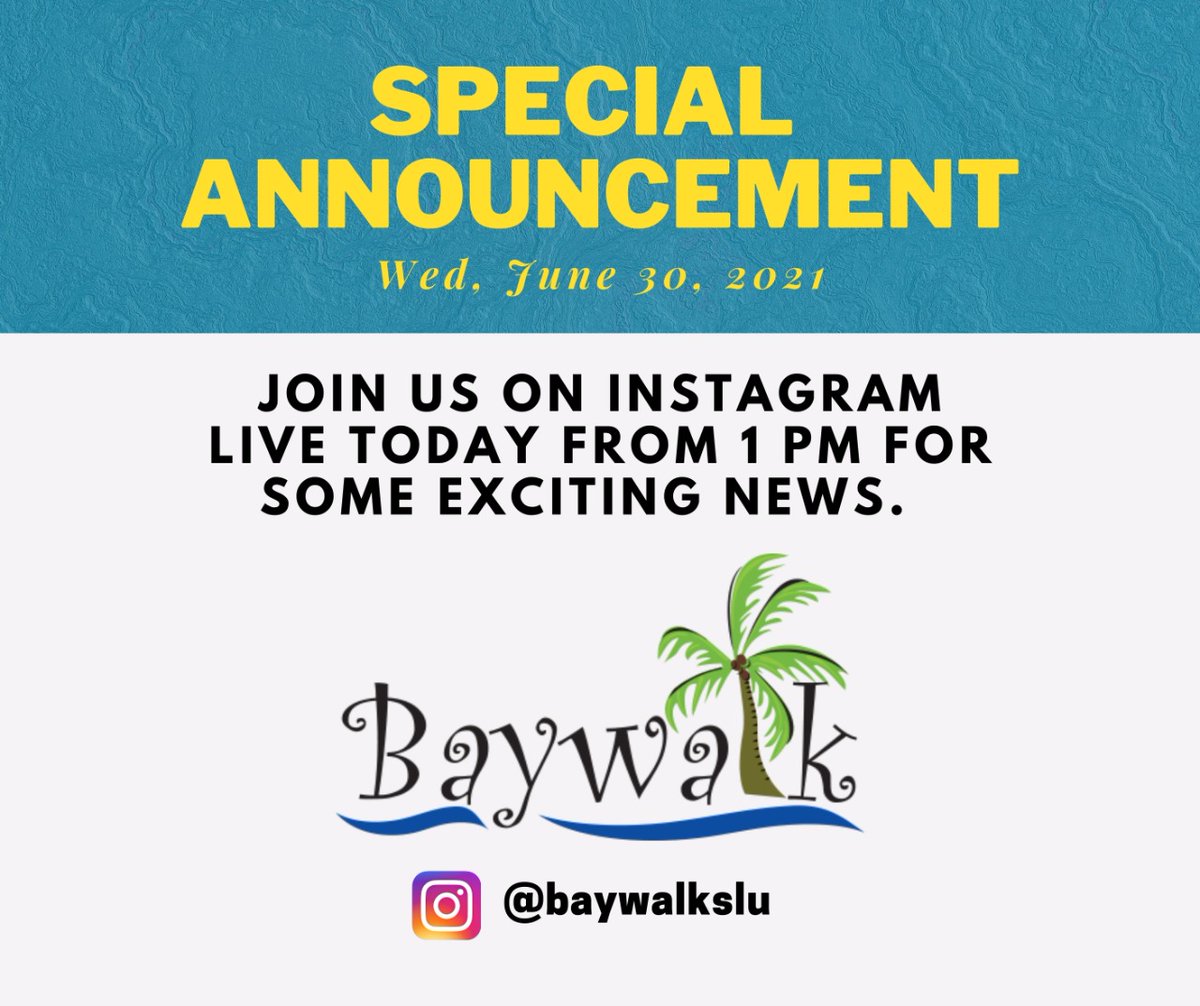 BaywalkSLU's tweet photo. Join us LIVE today at 1PM for something exciting! 🎉 https://t.co/mSuOlw7t58
