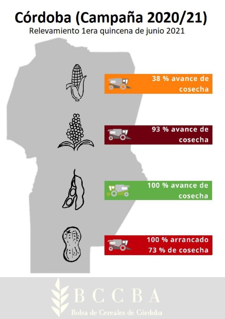 [Cultivos] Avance de cosecha cultivos estivales 2020/21

#Córdoba. 14,6 tn de #soja 🌱 producidas y continúa la cosecha de cultivos estivales.

 💻Ver informe: bit.ly/3AcfGqg