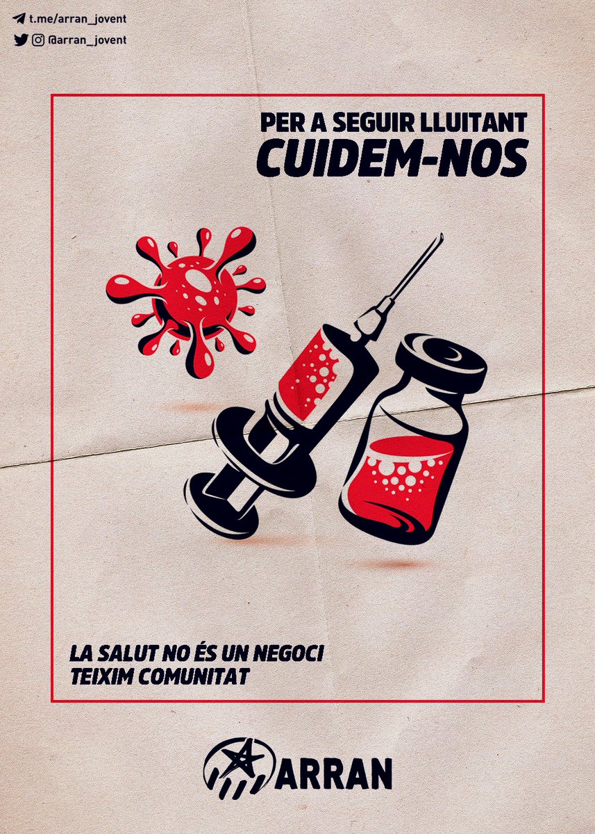 arrangava's tweet photo. JOVE, VACCINA'T! 

Per a seguir lluitant, cuidem-nos!

Teixim comunitat! https://t.co/BynWAbIpYn