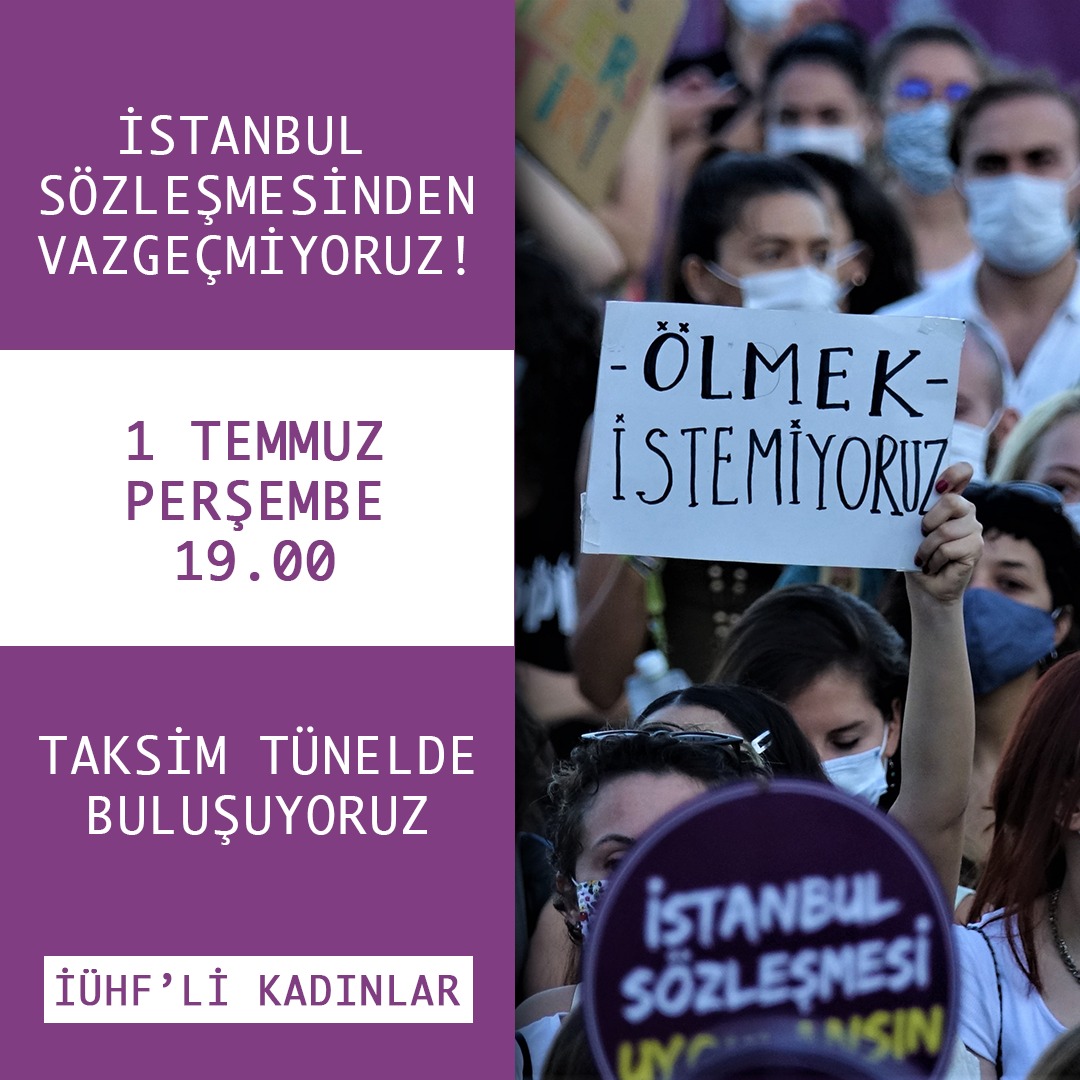 Çocuk istismarcıları tutuksuz yargılanmasın diye
Kadın cinayetleri dursun diye
Haklarımıza ve hayatlarımıza müdahale eden herkese karşı
İstanbul Sözleşmesi'ni savunmak için
1 Temmuz'da alanlardayız!