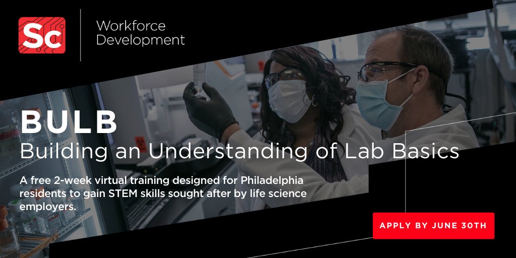 The deadline to apply to BULB ends tonight! Get those applications in and receive support, education and resources to start a career in the life sciences. sciencecenter.org/programs/workf…
