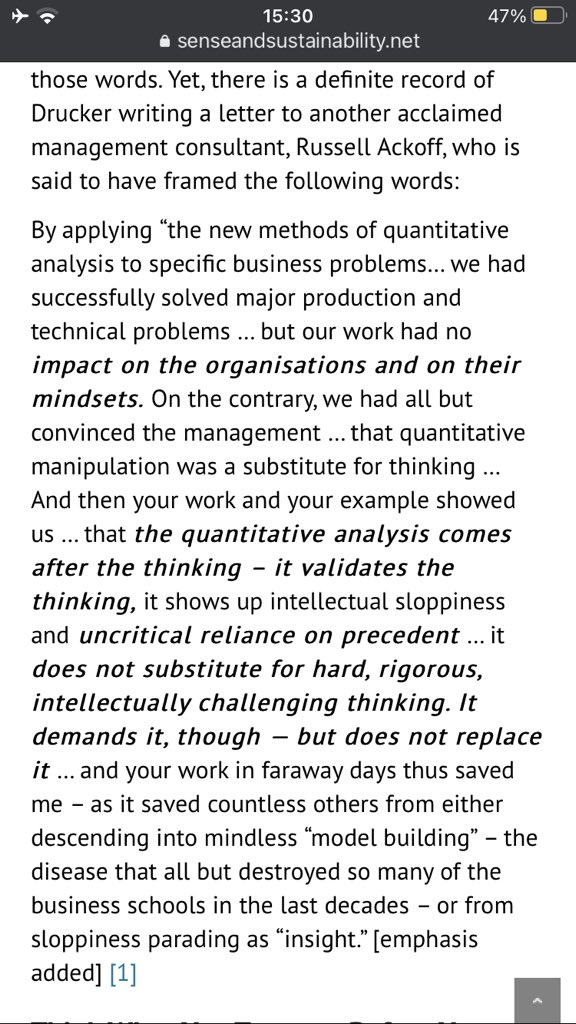 Ever wondered: 
✅ what #ESG #Integration has to do with #Bricks, #Mortar,  mortise, Stonehenge &amp; blankets?
✅ what #PeterDrucker really said instead of misattributed “what gets, #measured, gets #managed” (spoiler in the screenshot)? 
Read my new article: senseandsustainability.net/2021/06/30/bla…