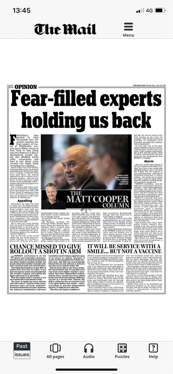cooper_m's tweet photo. Today’s ⁦@irishdailymail⁩  Consistent with what I’ve written previously btw (do a Google search) - some of you have agreed, others not. That’s fine. Wouldn’t expect otherwise. Not interested in reading insults though, especially as most are coming from anonymous accounts. https://t.co/4LSf87t91R