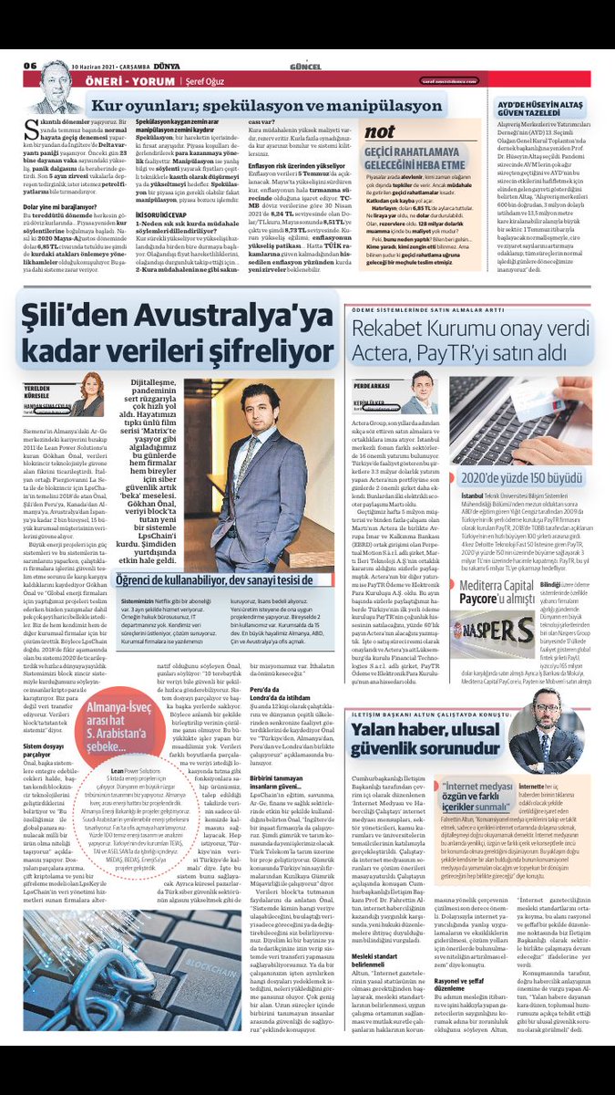 LpsChain hakkında Dünya gazetesinde Handan Sema CEYLAN'ın köşesinde bugün yayınlanan yazıda, firma kurucumuz Gokhan Onal'ın açıklamaları yer almıştır.
dunya.com/kose-yazisi/si…
#blokzincir #LpsChain #veriguvenligi #veri