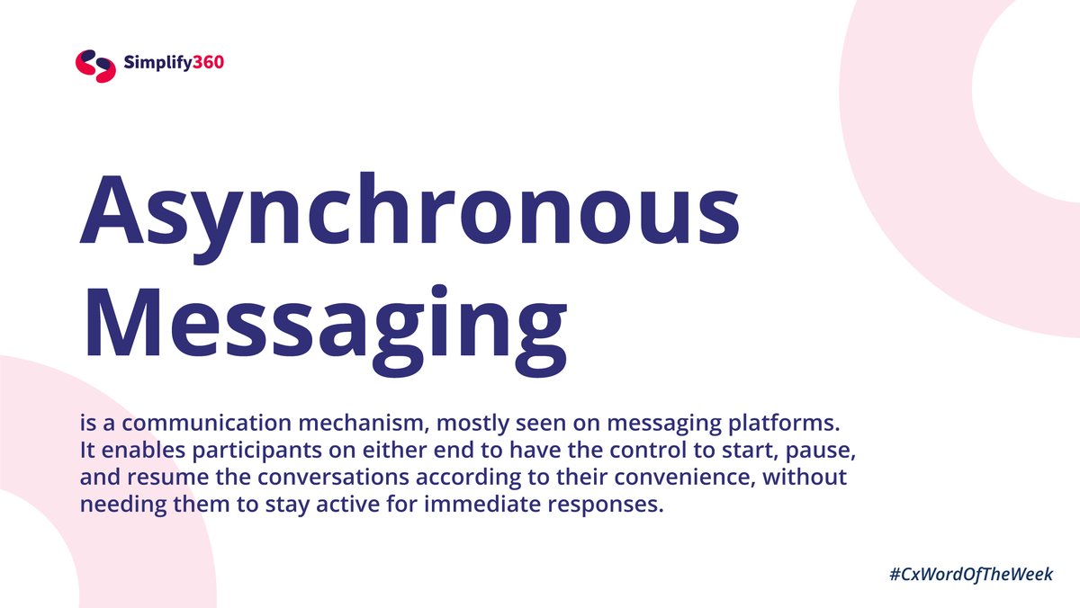 Let’s decode an industry buzzword: Asynchronous messaging
#CxWordOfTheWeek #Cx #Messaging #Simplify360
#ChatSupport
