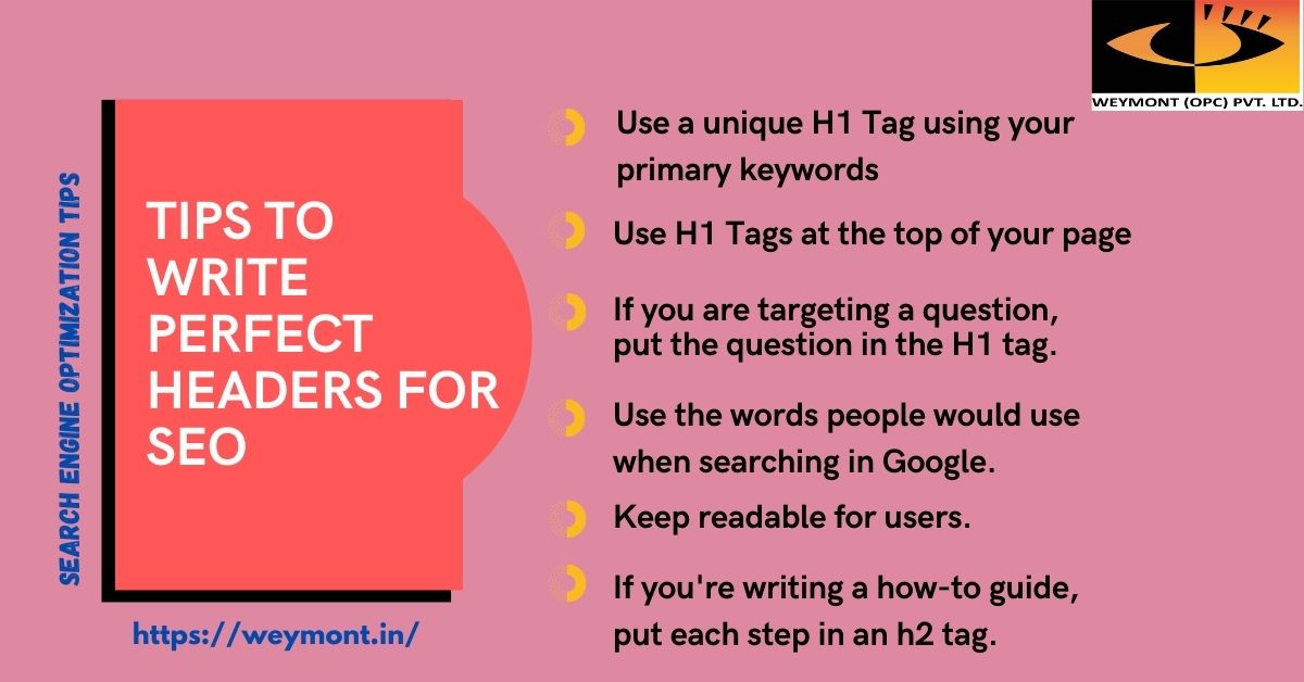 WeymontLtd's tweet image. Header tags are used to identify headings and subheadings within your content. Where h1 is the main header tag in HTML. Header tags are an easy way for you to improve any homepage&apos;s technical SEO.
#headertag #header #technicalseo #seotips