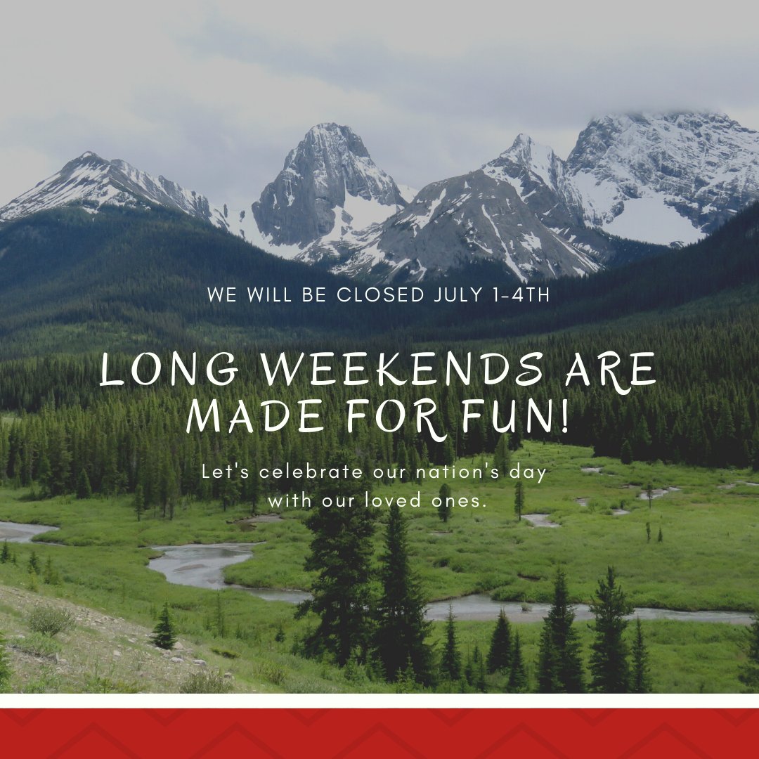 Our offices will be closed July 1-4th.  

Please give us a call with any changes or payments that will need to be looked after during this time before JUNE 30th at 5pm!  Wishing you a wonderful Canada Day long weekend!

😍 🇨🇦 ❤️