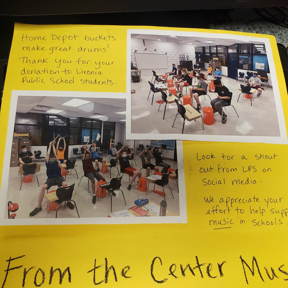 THDNorthville's tweet photo. We had the opportunity to brighten up the music class at Frost Middle School simply by donating some buckets! We are so happy to be able to give back to our local communities and glad they had fun drumming! #giveback #thdvalues @MarkAWilliams5 @McFarrenGary @IzzyChapmanTHD https://t.co/SgtZf8wP3C